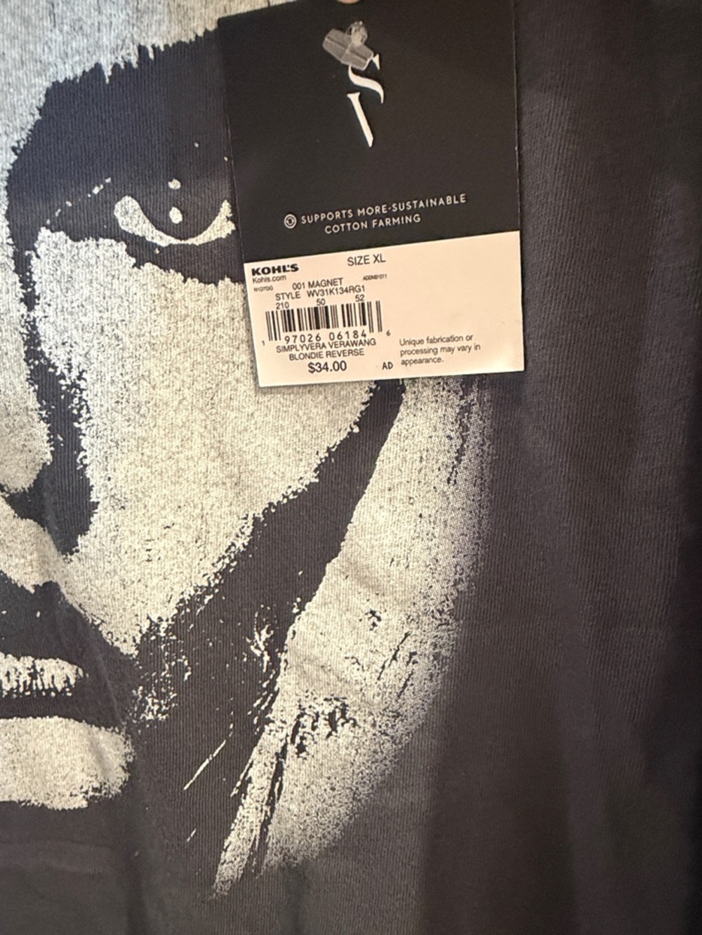 Simply Vera Vera Wang Black Blondie Graphic Tee - Picture 3 of 4